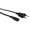 Kábel sieťový 230V, 2pin vidlica (CEE7/16) priama - C7 (2pin), 5m, 0.75mm², 2.5A, čierny
