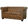 vidaXL Pohovka Chesterfield, 2-miestna, umelá koža, hnedá - Hnedá - 171194-105483