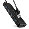 AXAGON HUE-C1A, 4x USB 5Gbps TRAVEL hub, USB-C napájací konektor, kábel USB-A 19cm (HUE-C1A)
