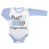 Body dlouhý rukáv s vtipným textem Baby Nellys, Psst! Dobíjím baterie, kluk - 80 (9-12m)