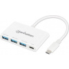 Manhattan MANHATTAN 3portový USB 3.0 Hub typu C s PD portem 3x USB-A bílý