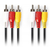 Nedis CVGP24300BK20 - Kompozitní Videokabel | 3x RCA Zástrčka - 3x RCA Zástrčka | 2 m | Černá barva