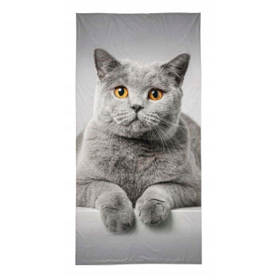 Osuška Detexpol britská mačka 70x140 cm sivá