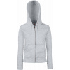FRUIT OF THE LOOM PREMIUM LADY-FIT HOODED JACKET / Dámska mikina na zips s kapucňou - svetlo šedý melír M