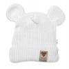 Pletená bavlněná čiapka s uškami, dvojvrstvová, Hand Made Baby Nellys, biela, veľ. 80/86