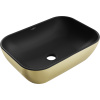 Mexen Rita, umývadlo na dosku 45x32x14 cm, čierna matná-zlatý vzor, 21084577