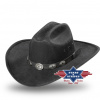 Stars and Stripes Westernový čierny klobúk s ozdobnou stuhou - GARY Veľkosť: S-M (55 - 57 cm)