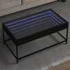 VidaXL Kávový stolík s LED Infinity, čierny, 90x50x41 cm