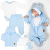 Baby Nellys | Žebrovaná sada, Star Boy 5D, body, polodup., kabátek, čepička, rukavice, modrá/bílá, 62 - 68 (3-6m)