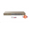 Tenda TEF1126P-24-410W - PoE AT Switch 370Watt, 24xRJ45 10/100 Mbps PoE, 2x Gigabit Uplink RJ45/SFP, bez ventilátora, k