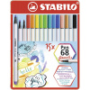 Fixy STABILO Pen 68 brush kovové púzdro 15 farieb (4006381554343)