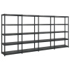 Regál s 5 úložnými poličkami čierny 340x40x185 cm plastový-ForU-3059861