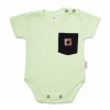 Baby Nellys Bavlnené rebrované body s kapsičkou kr. rukáv Summer Boy zelené