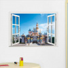 3D nálepka na stenu Okno - Disney zámok