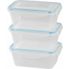 MagicHome Lunchbox set YH376 dózy obdĺžnikové, 3ks, 1000ml, 189x131x77mm