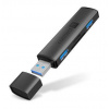 CONNECT IT COMPACT 4v1 USB-A hub + čtečka karet, (2xUSB-A 3.0, 1xSD, 1xMicroSD), externí, ANTRACITOVÁ CHU-4060-AN