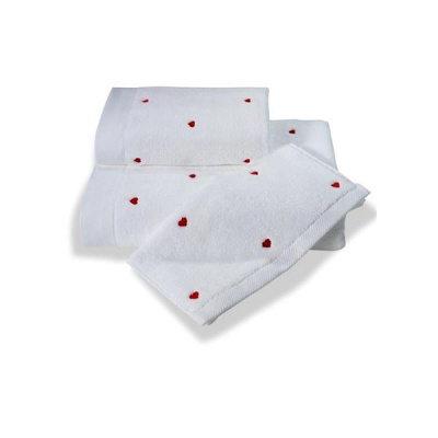 Soft Cotton Uterák Micro love 50 × 100 cm, biela – červené srdiečka