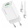 ColorWay 1x USB-C/ síťová nabíječka/ GaN/ PD/ PPS/ QC/ 35W/ Včetně 100cm kabelu/ Bílá CW-CHS055PDC-WT
