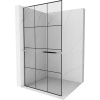 Mexen Kioto+ L, sprchová zástena Walk-In s poličkou a vešiakom 110 x 200 cm, 8mm číre sklo čierny vzor, chrómový profil, 800-110-123-01-77