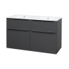Mereo Mailo, kúpeľňová skrinka s keramickým umývadlom 121 cm, antracit, čierne madlo, MER-CN533B