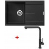 Granitový drez Sinks ULTIMA 790 Pureblack + batéria PULL 6 MATT BLACK