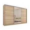 Šatníková skriňa LITOLARIS 280 so zrkadlom, so 6 policami, 4 šuplíkmi a 2 šatníkovými tyčami, dub sonoma