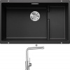 Blanco SUBLINE 700 U Level antracit + kôš z nerezu 523452 + Blanco MILA chróm 519414