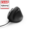 Vertikálna ergonomická káblová myš Hama EMC-500, 6 tlačidiel, čierna 182698