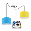 Light Home Detské závesné svietidlo Soccer Spider, 3x textilné tienidlo so vzorom (mix 6 farieb), (výber z 2 farieb konštrukcie)