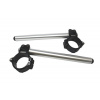 ACCOSSATO Aluminium-forged clip-ons ACCOSSATO CP003 with metal clamp composed of 2 half-rings 10 degrees inclination, silver