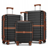 3dielna sada cestovných kufrov ABS + PC Kono - 36/62/94 L - čierno-hnedá