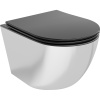Mexen Lena WC misa Rimless s pomaly padajúcim sedátkom, duroplast, Čierna matná/Strieborná - 30224074