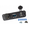 Zásuvka zapaľovača 12V USB voltmeter modrý