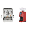 ECM Technika V Profi PID, oliva + Eureka Atom 60, ferrari red