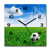 Sklenené hodiny štvorec Futbal na lúke 30x30 cm