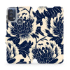 Flipové pouzdro Mobiwear - Motorola Moto E40 - VA40S Modré a béžové květy (Knížkové flip pouzdro, obal, kryt na mobil Motorola Moto E40 - VA40S Modré a béžové květy, materiál Umělá kůže + TPU - ochran
