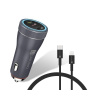 CONNECT IT InCarz Duplex nabíječka do auta, 1x USB-C, 1x Lightning, šedá CCC-5020-AN