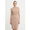 Šaty Guess PRISCA béžová farba, midi, priliehavé, W5YK27 KAQL2 W5YK27.KAQL2 M