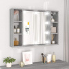 vidaXL Zrkadlová skrinka s LED sivý dub sonoma 76x15x55 cm