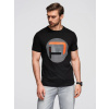 Čierne pánske tričko s trendy potlačou V2 TSPT-0245