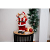 Dekorácia MagicHome Vianoce, Santa s darčekmi a medvedíkom, červený, 30 cm