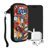 kwmobile Neoprene Sleeve for smartphone Size S - 4.5 - Shock Absorbing Pouch kryt - Ochranný telefon Bag - Comic Book Symbols Multicolor