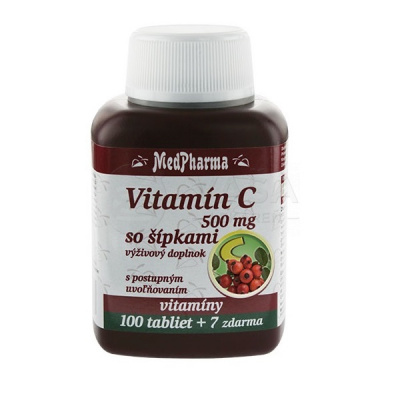 MedPharma Vitamín C 500 mg so šípkami 107 tabliet s postupným uvoľňovaním (100+7 zadarmo)