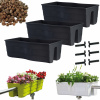 Form-Plastový kvetináč 58,5 cm x 29 x 20 cm plastový odtieň sivej a striebornej (3x balustrádový box Wave 60, balkónový kvetináč + keramzit 5l)