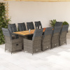 11dílný zahradní bistro set s poduškami šedý polyratan 3277239