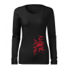 DRAGOWA Slim dámske tričko s dlhým rukávom RedWar, čierna 160g/m2 - XL
