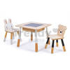 Drevený detský nábytok Forest table and Chairs Tender Leaf Toys stôl s úložným priestorom a dve stoličky medveď a zajac