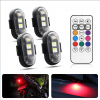 4 ks Bezdrôtová LED stroboskopická lampa Silná biela + Farba s diaľkovým ovládaním