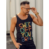 Čierne pánske tank top tričko s potlačou Bolf 14837A