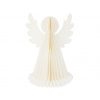 LED dióda anjel papier 195x200x285 mm na postavenie s časovačom, biela